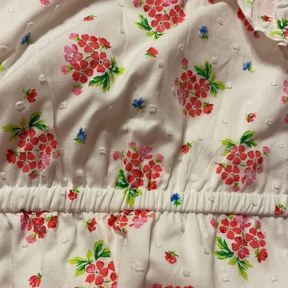 🌸Janie and jack girls one piece romper/jumpsuits Swiss dot floral size 12NWT..